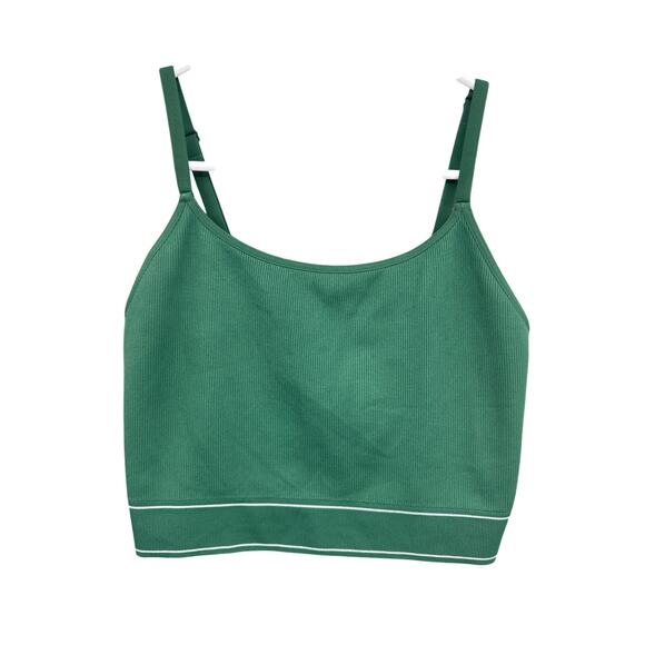 Aerie Sports Bra Ribbed Green Large NEW - Picture 1 of 3